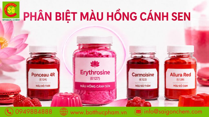 Phân Biệt Màu Hồng Cánh Sen Với Các Loại Màu Đỏ Thực Phẩm Khác